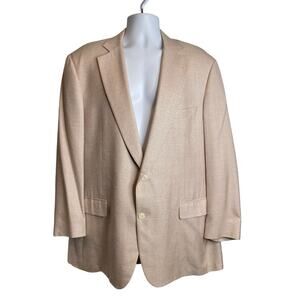 Paul Stuart Men's Beige Houndstooth Silk Blazer Size 46 Extra Tall Old Money